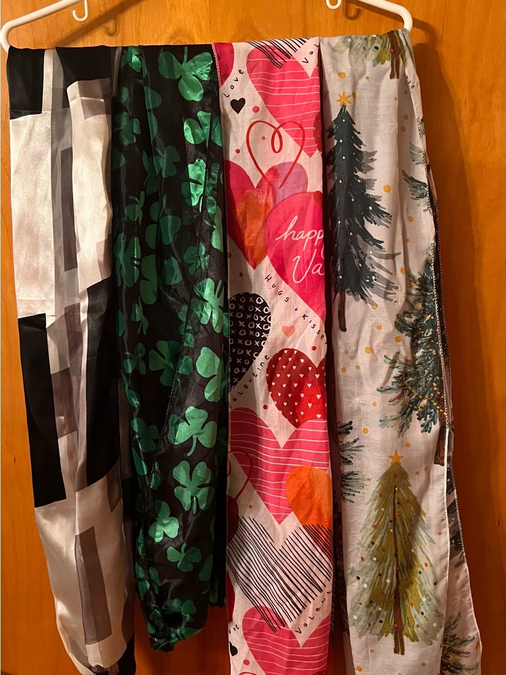 Lot of 4 Women's Holiday & Seasonal Lightweight Fashion Scarves - Festive Bundle